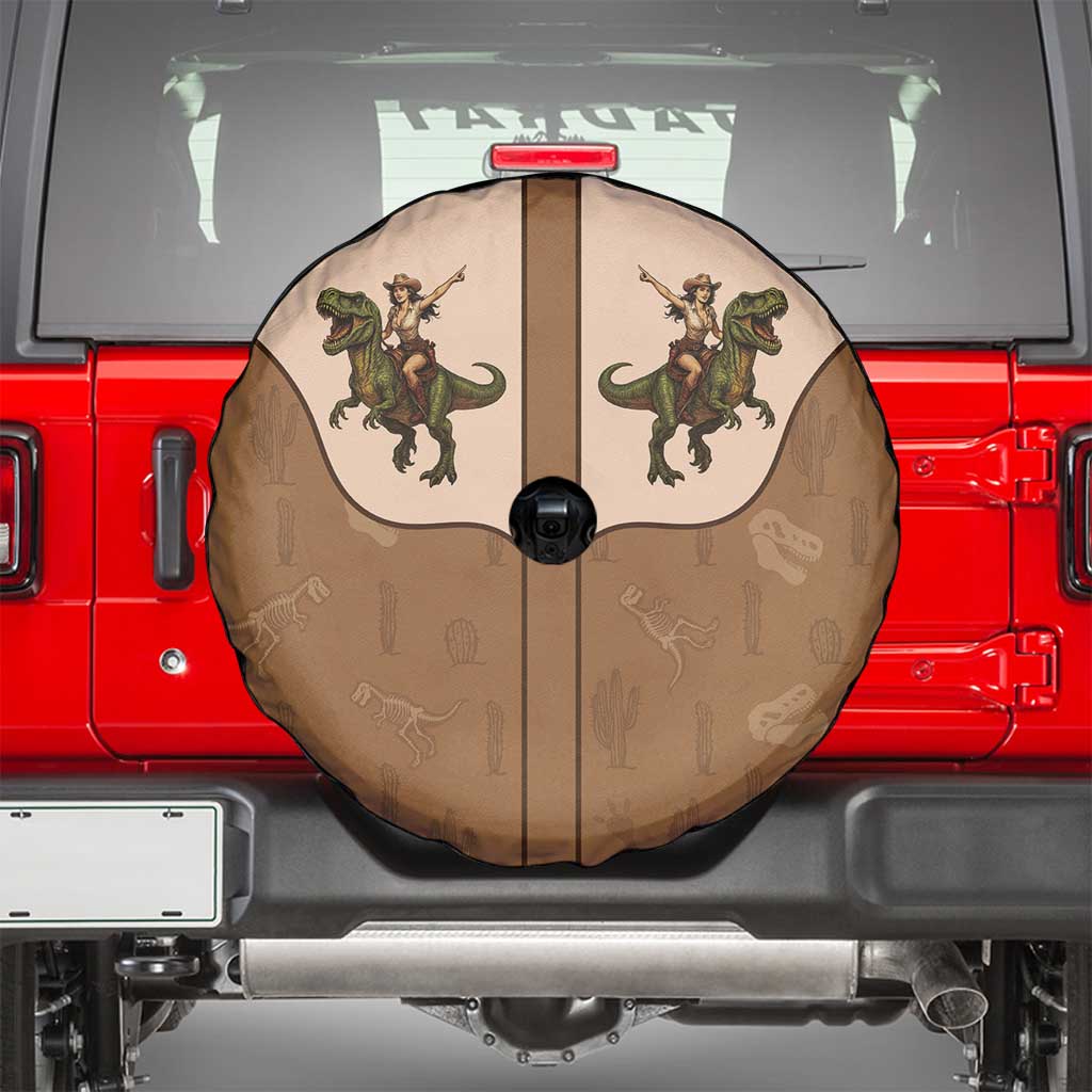 Cowgirl Dinosaur Spare Tire Cover Retro Western Yoke - Wonder Print Shop