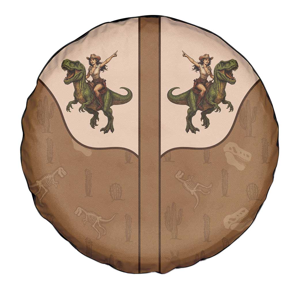Cowgirl Dinosaur Spare Tire Cover Retro Western Yoke - Wonder Print Shop