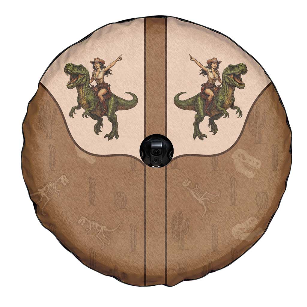 Cowgirl Dinosaur Spare Tire Cover Retro Western Yoke - Wonder Print Shop