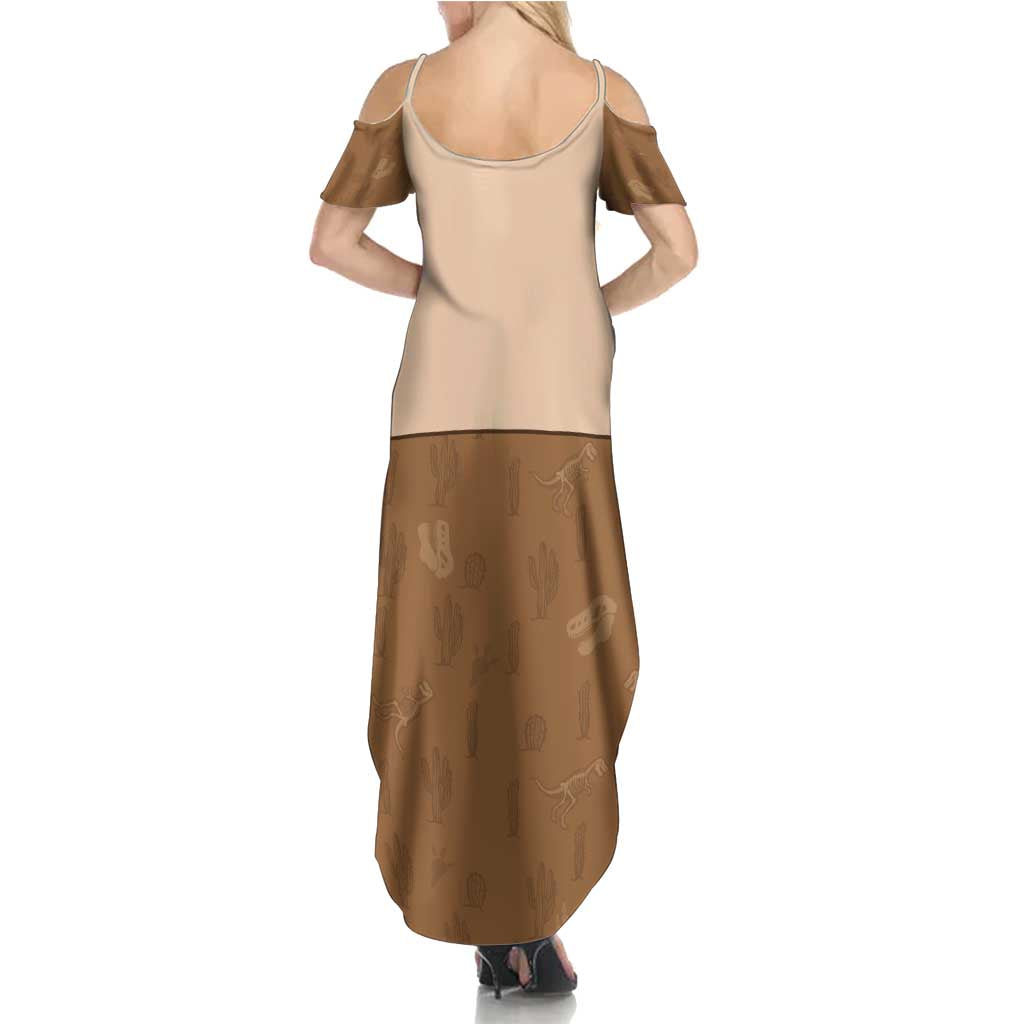 Cowgirl Dinosaur Summer Maxi Dress Retro Western Yoke - Wonder Print Shop