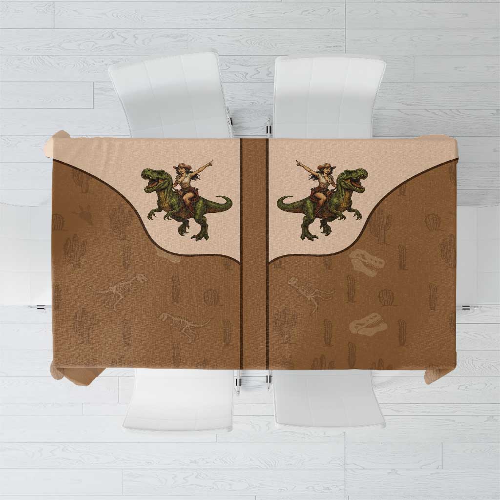 Cowgirl Dinosaur Tablecloth Retro Western Yoke - Wonder Print Shop
