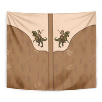 Cowgirl Dinosaur Tapestry Retro Western Yoke - Wonder Print Shop