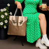 Cowgirl Dinosaur Tote Bag Retro Western Yoke - Wonder Print Shop