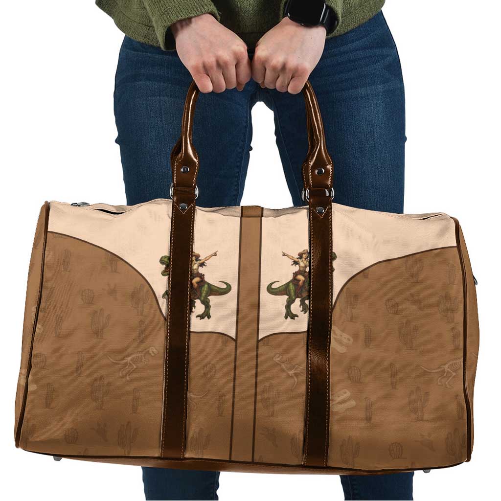 Cowgirl Dinosaur Travel Bag Retro Western Yoke - Wonder Print Shop