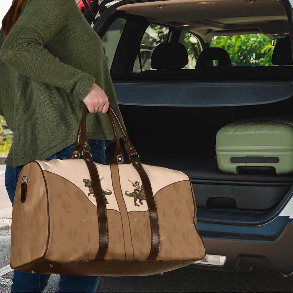 Cowgirl Dinosaur Travel Bag Retro Western Yoke - Wonder Print Shop