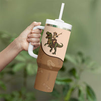 Cowgirl Dinosaur Tumbler With Handle Retro Western Yoke - Wonder Print Shop