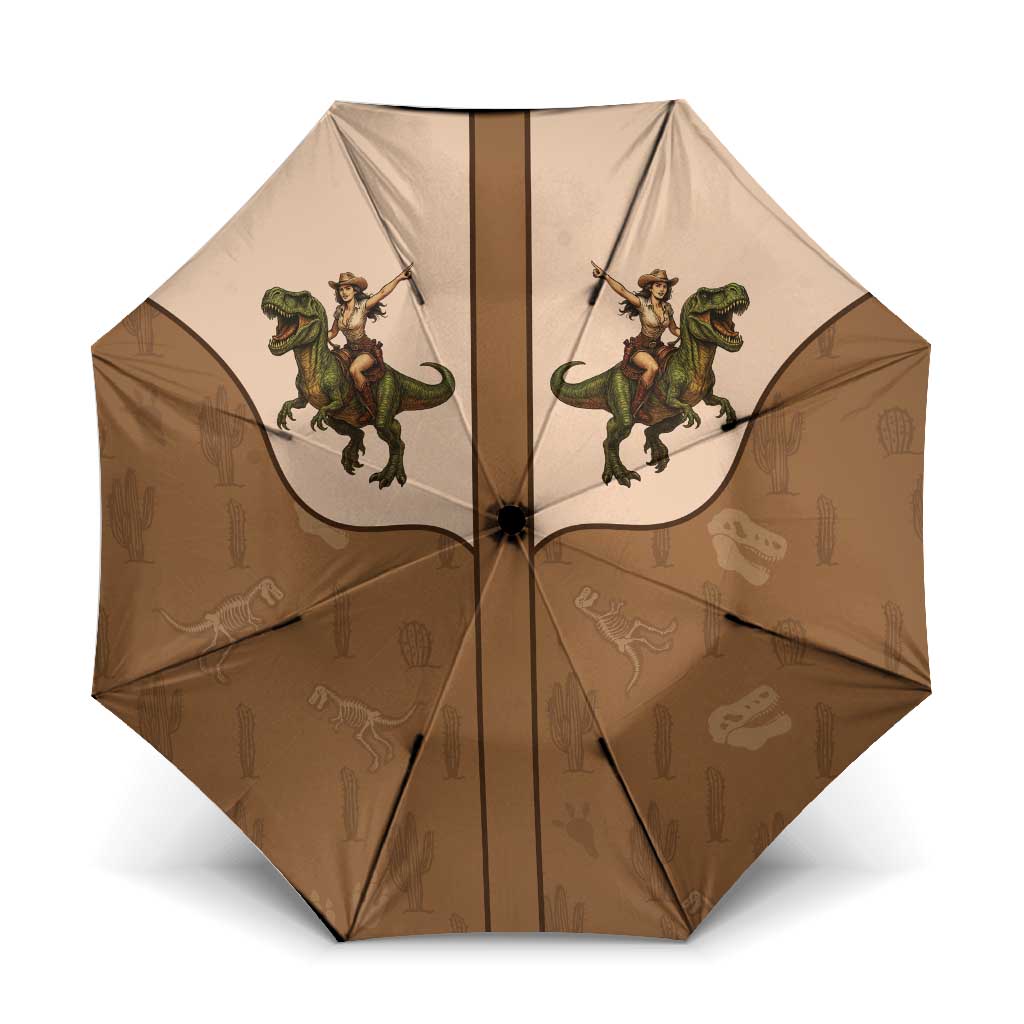 Cowgirl Dinosaur Umbrella Retro Western Yoke - Wonder Print Shop