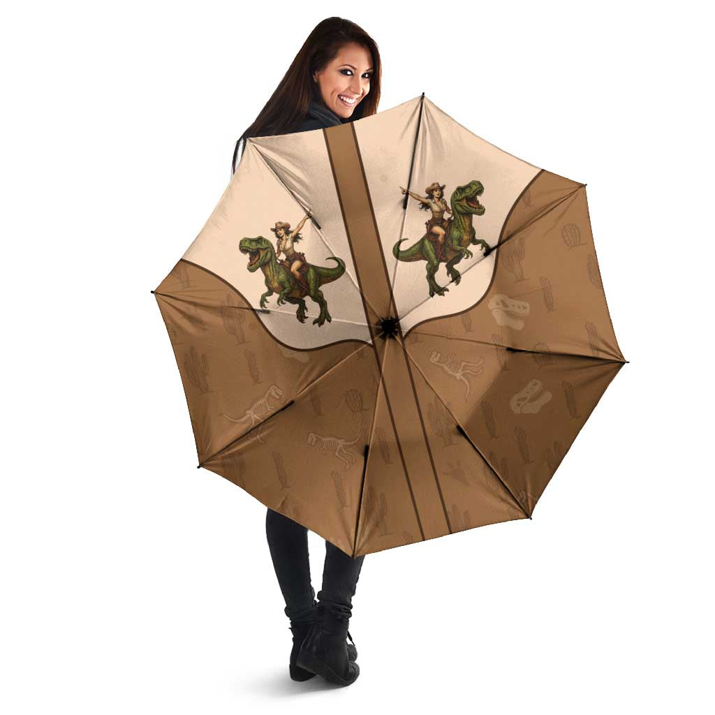 Cowgirl Dinosaur Umbrella Retro Western Yoke - Wonder Print Shop