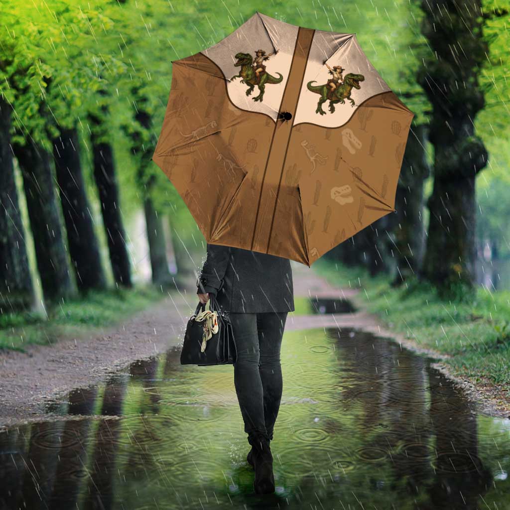 Cowgirl Dinosaur Umbrella Retro Western Yoke - Wonder Print Shop