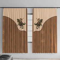 Cowgirl Dinosaur Window Curtain Retro Western Yoke - Wonder Print Shop