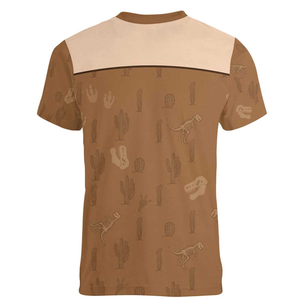 Cowgirl Dinosaur Women V-Neck T-Shirt Retro Western Yoke - Wonder Print Shop