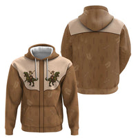 Cowgirl Dinosaur Zip Hoodie Retro Western Yoke - Wonder Print Shop