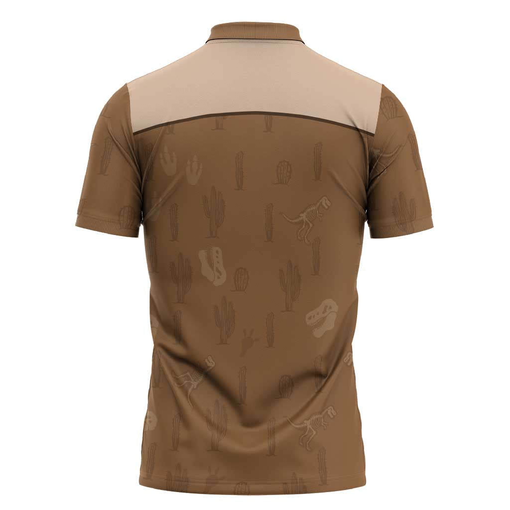 Cowgirl Dinosaur Zipper Polo Shirt Retro Western Yoke - Wonder Print Shop