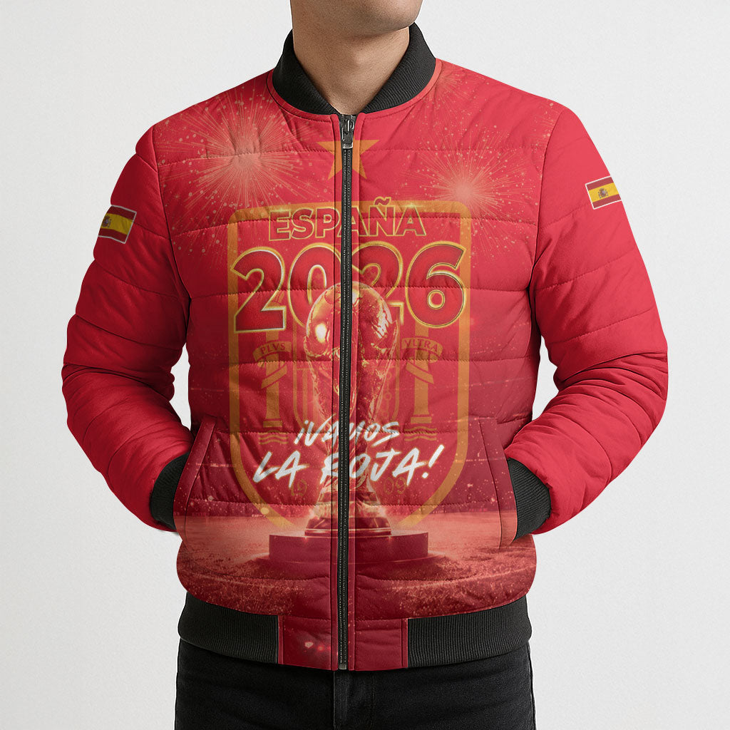 Custom World Football 2026 Spain Bomber Puffer Jacket iVamos La Roja