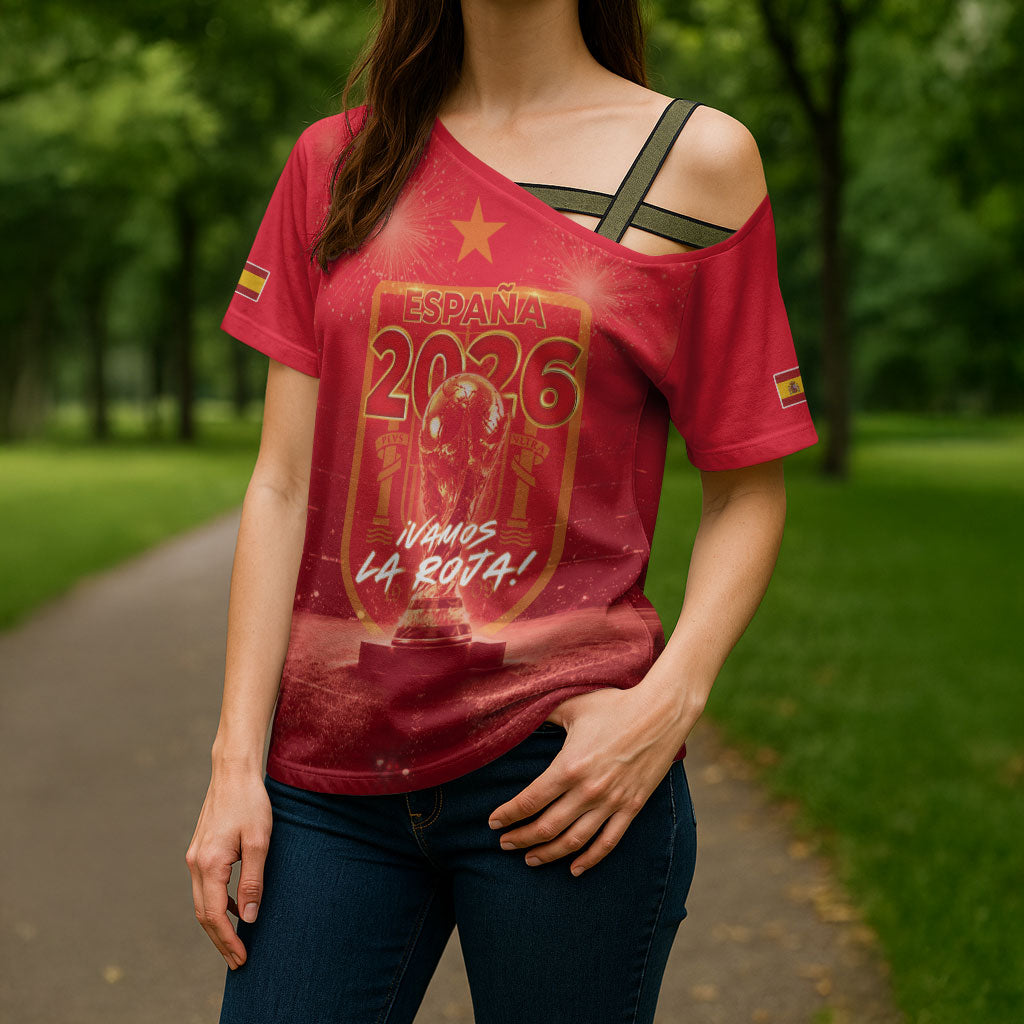 Custom World Football 2026 Spain Cross Shoulder Shirt iVamos La Roja