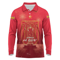 Custom World Football 2026 Spain Long Sleeve Polo Shirt iVamos La Roja