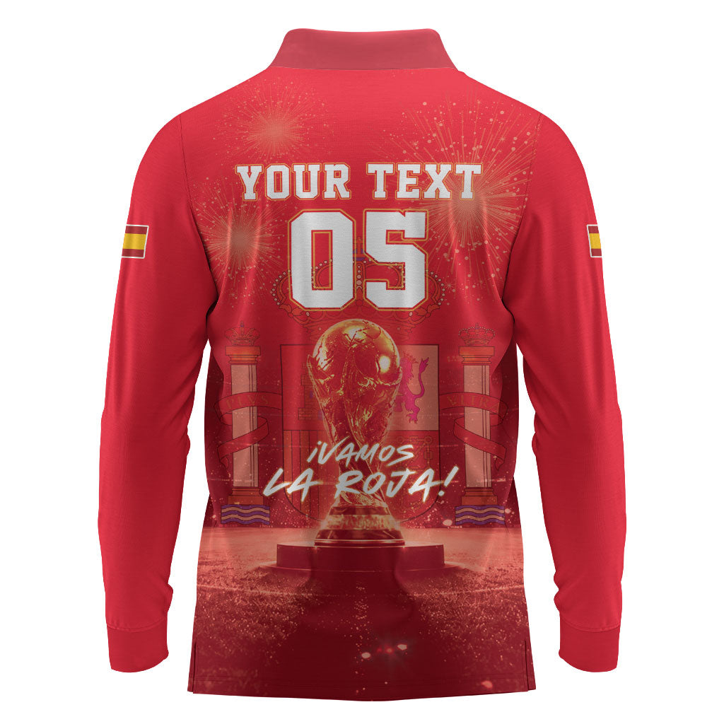 Custom World Football 2026 Spain Long Sleeve Polo Shirt iVamos La Roja