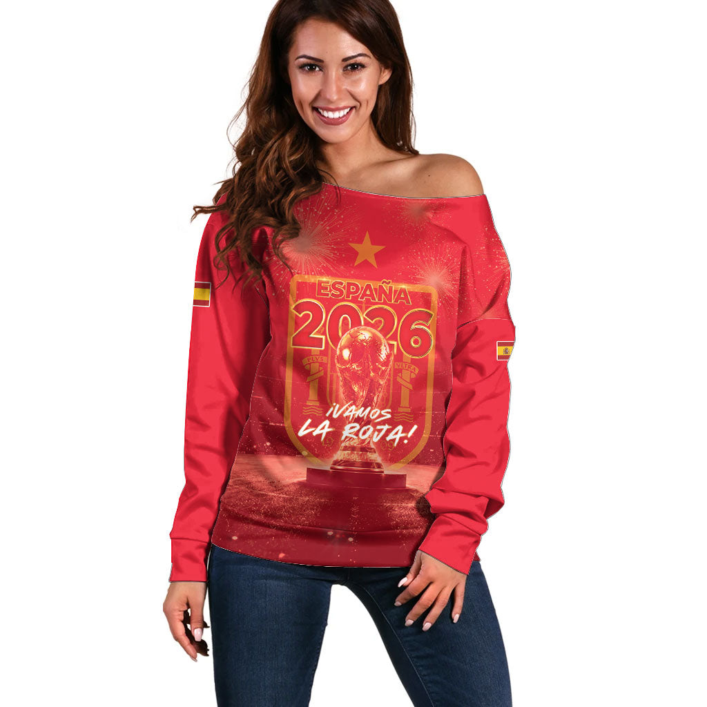 Custom World Football 2026 Spain Off Shoulder Sweater iVamos La Roja
