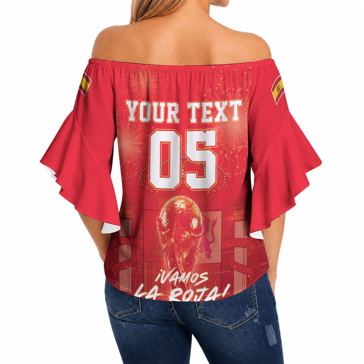 Custom World Football 2026 Spain Off Shoulder Wrap Waist Top iVamos La Roja