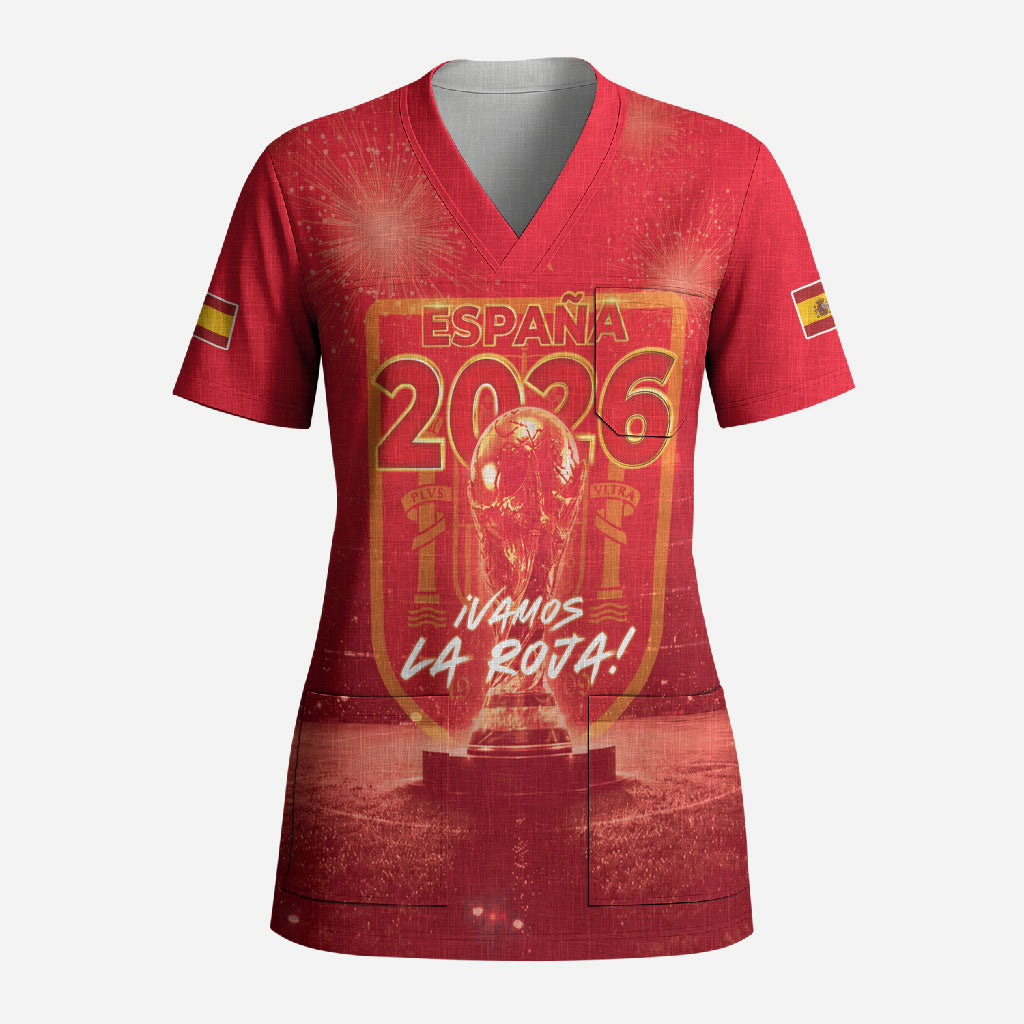 Custom World Football 2026 Spain Scrub Top iVamos La Roja