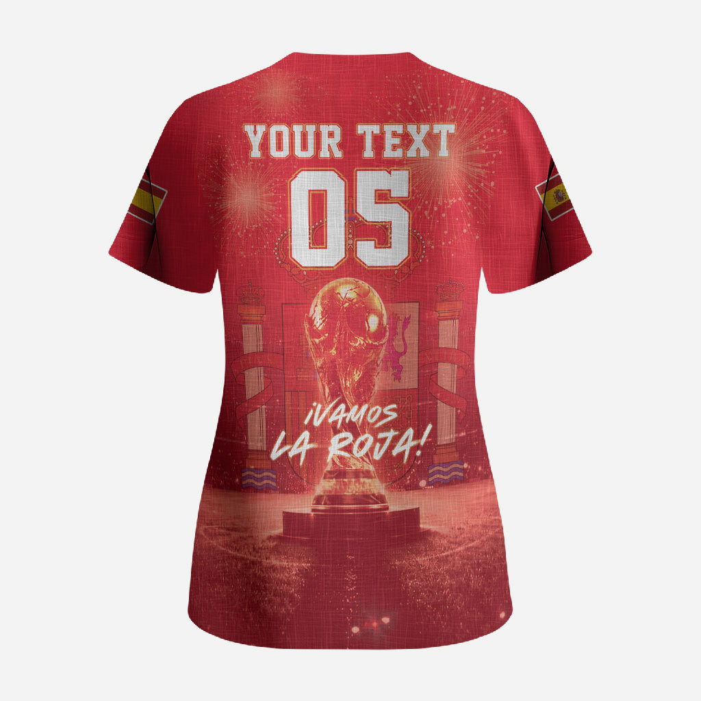 Custom World Football 2026 Spain Scrub Top iVamos La Roja
