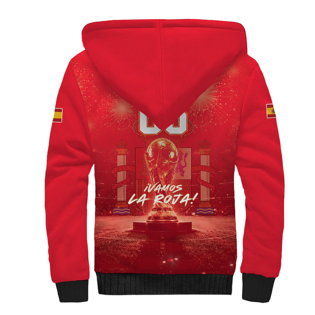 Custom World Football 2026 Spain Sherpa Hoodie iVamos La Roja