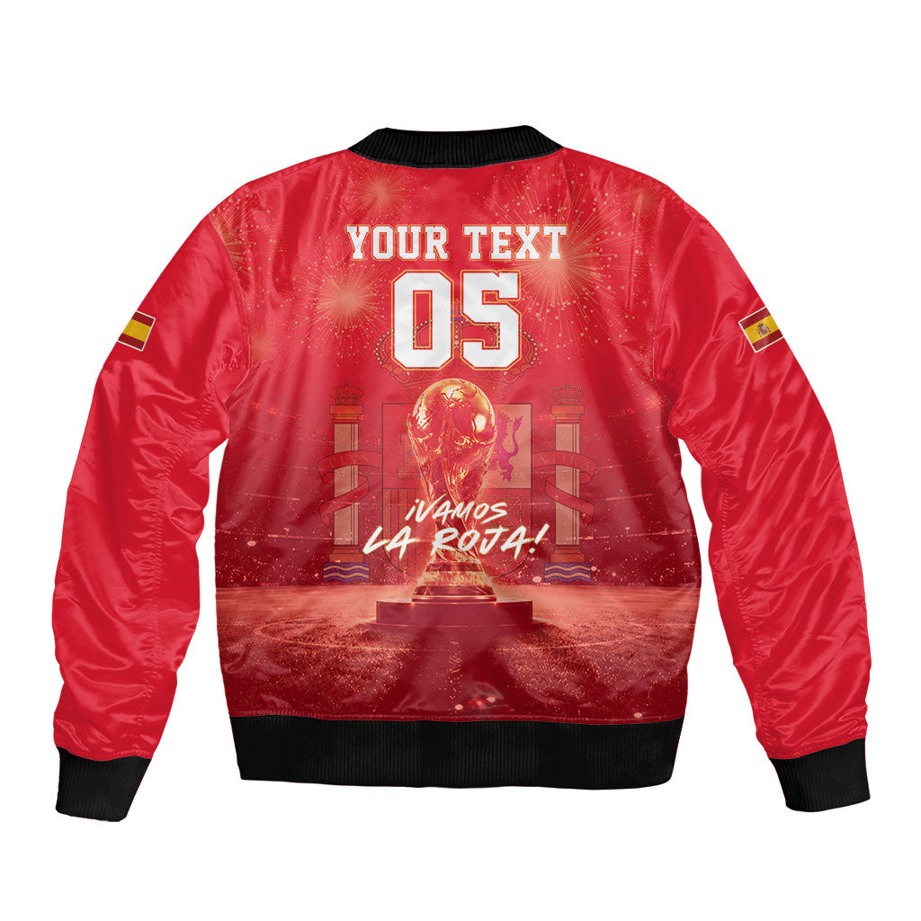Custom World Football 2026 Spain Sleeve Zip Bomber Jacket iVamos La Roja