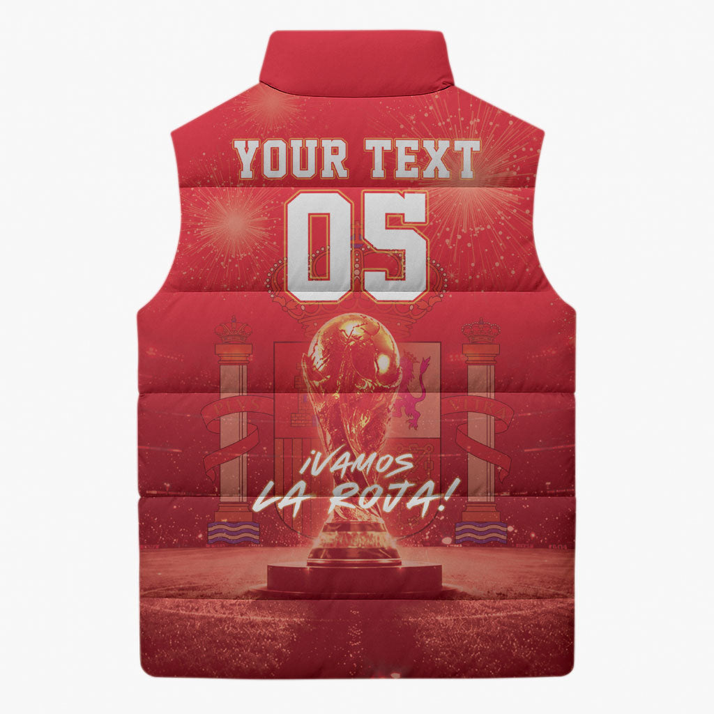 Custom World Football 2026 Spain Sleeveless Puffer Jacket iVamos La Roja