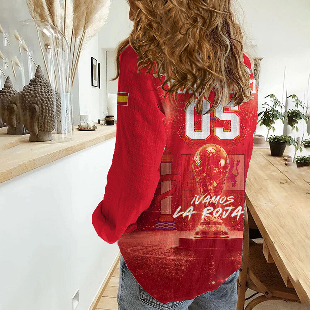 Custom World Football 2026 Spain Women Casual Shirt iVamos La Roja
