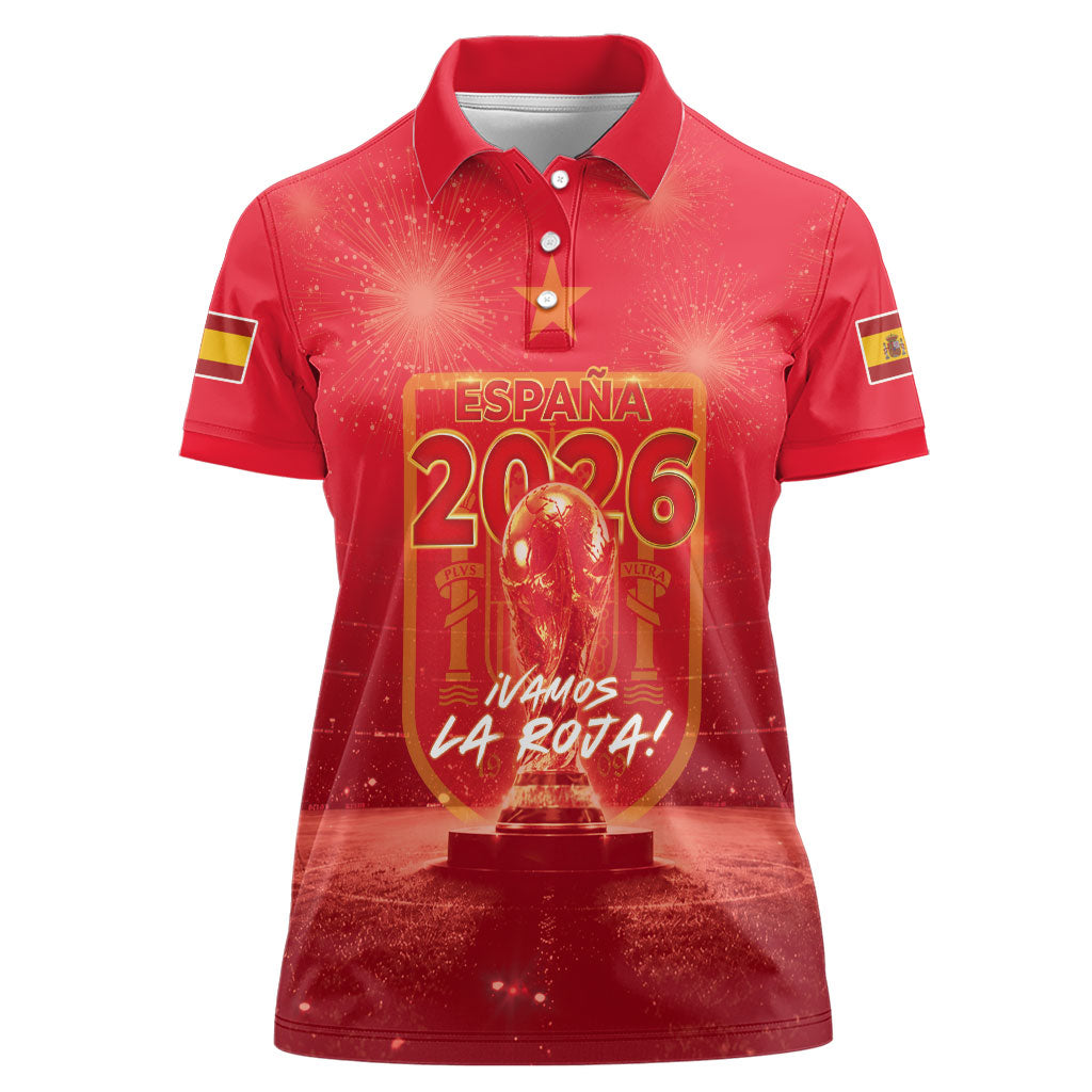 Custom World Football 2026 Spain Women Polo Shirt iVamos La Roja