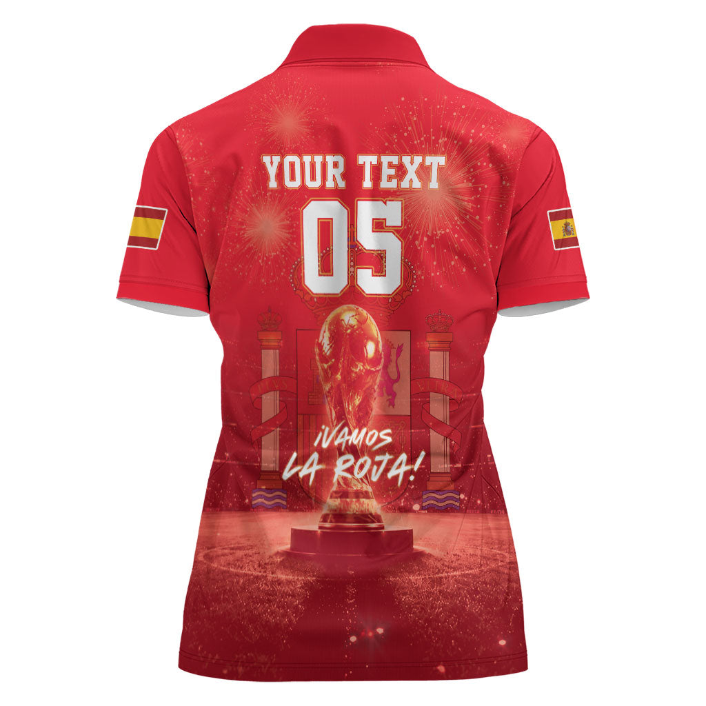 Custom World Football 2026 Spain Women Polo Shirt iVamos La Roja