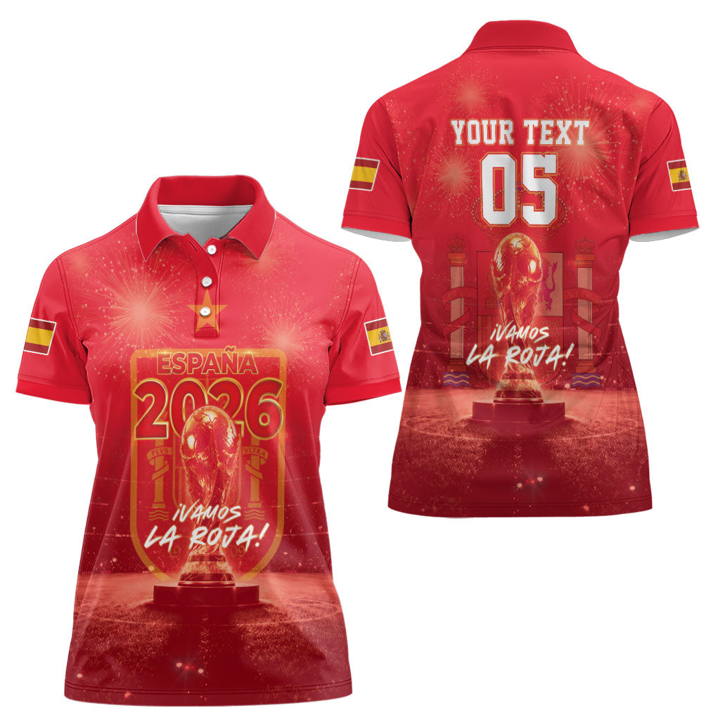 Custom World Football 2026 Spain Women Polo Shirt iVamos La Roja