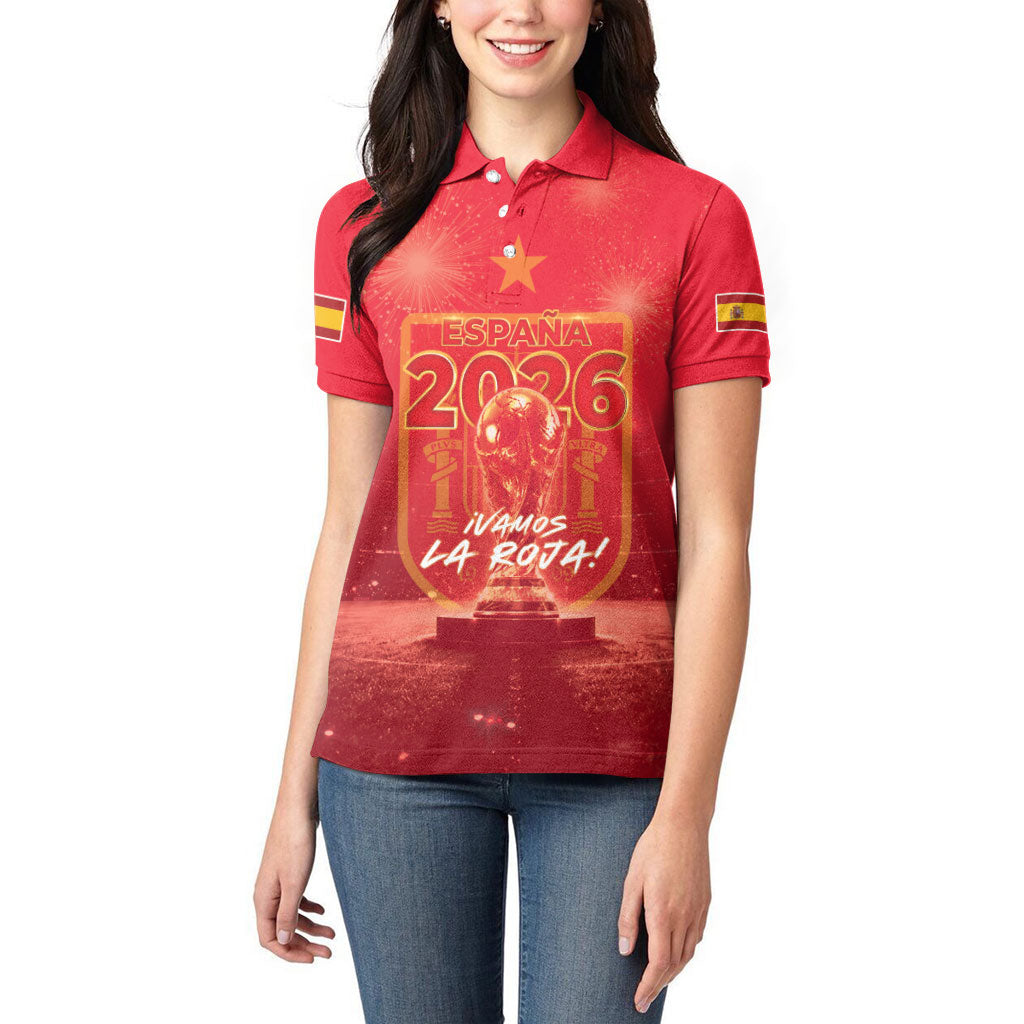 Custom World Football 2026 Spain Women Polo Shirt iVamos La Roja