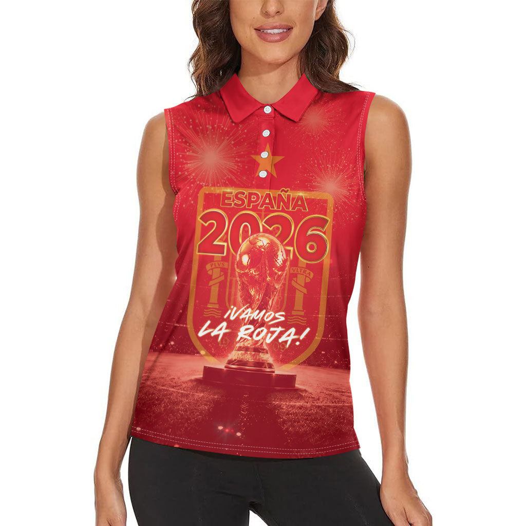 Custom World Football 2026 Spain Women Sleeveless Polo Shirt iVamos La Roja