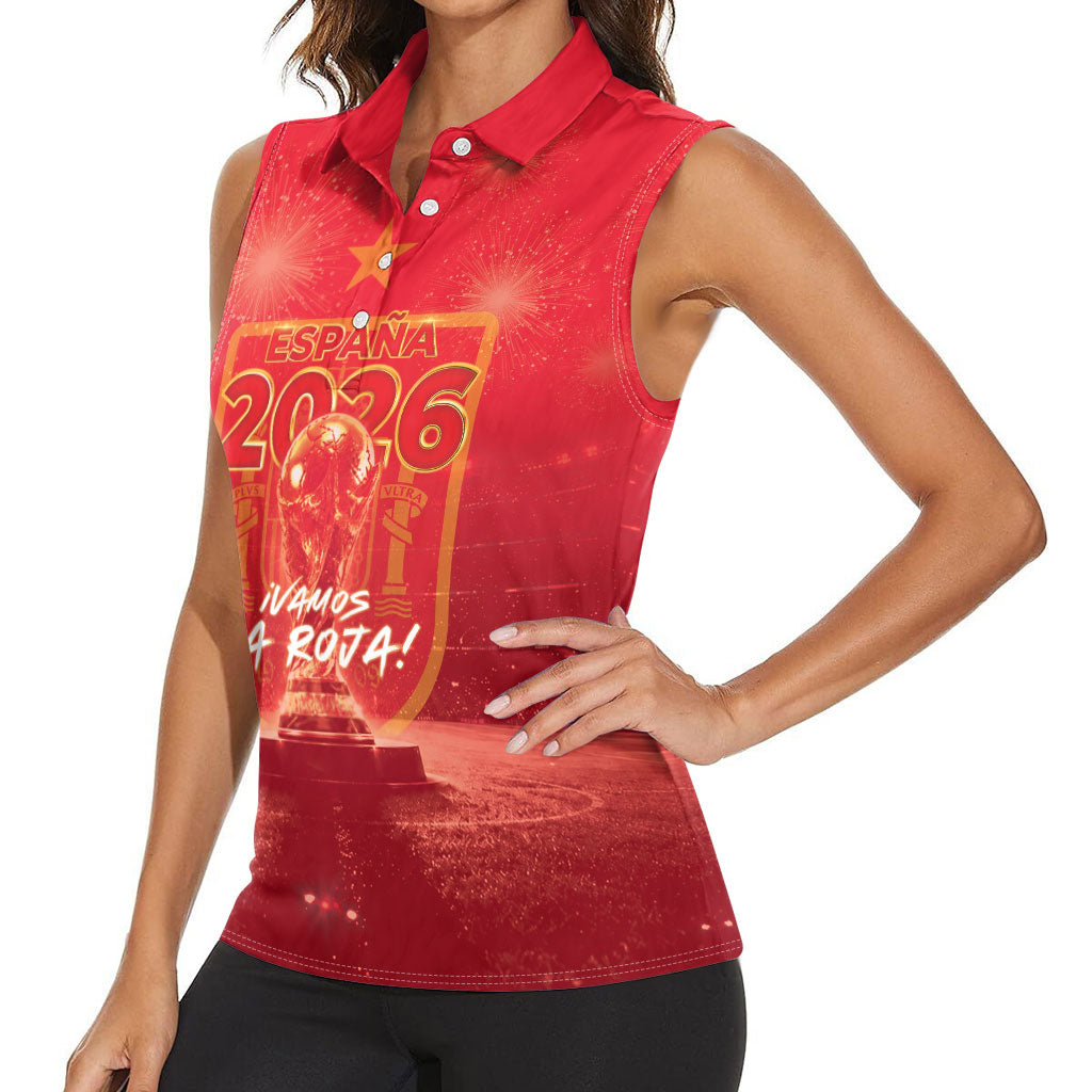 Custom World Football 2026 Spain Women Sleeveless Polo Shirt iVamos La Roja