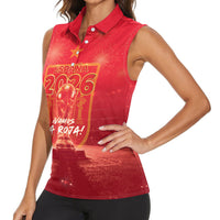 Custom World Football 2026 Spain Women Sleeveless Polo Shirt iVamos La Roja