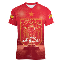 Custom World Football 2026 Spain Women V-Neck T-Shirt iVamos La Roja