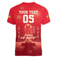 Custom World Football 2026 Spain Women V-Neck T-Shirt iVamos La Roja