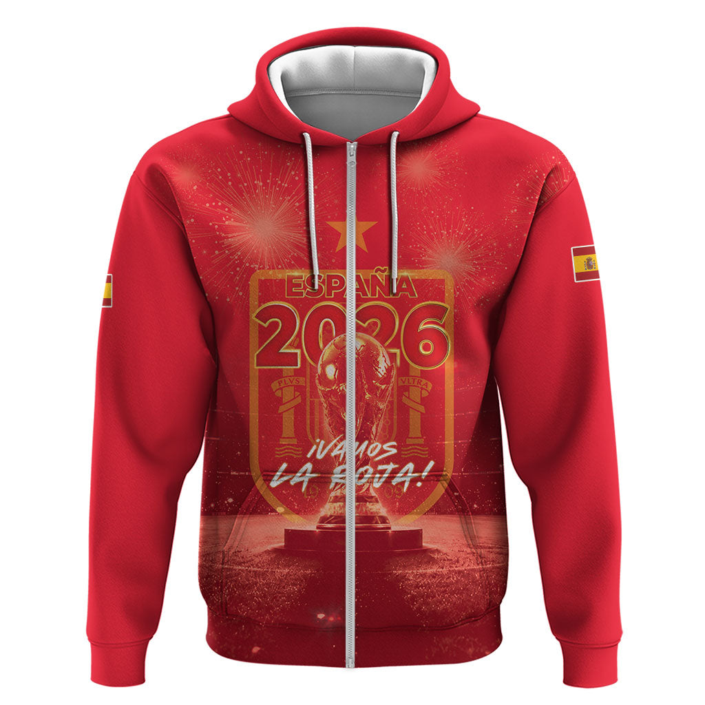 Custom World Football 2026 Spain Zip Hoodie iVamos La Roja