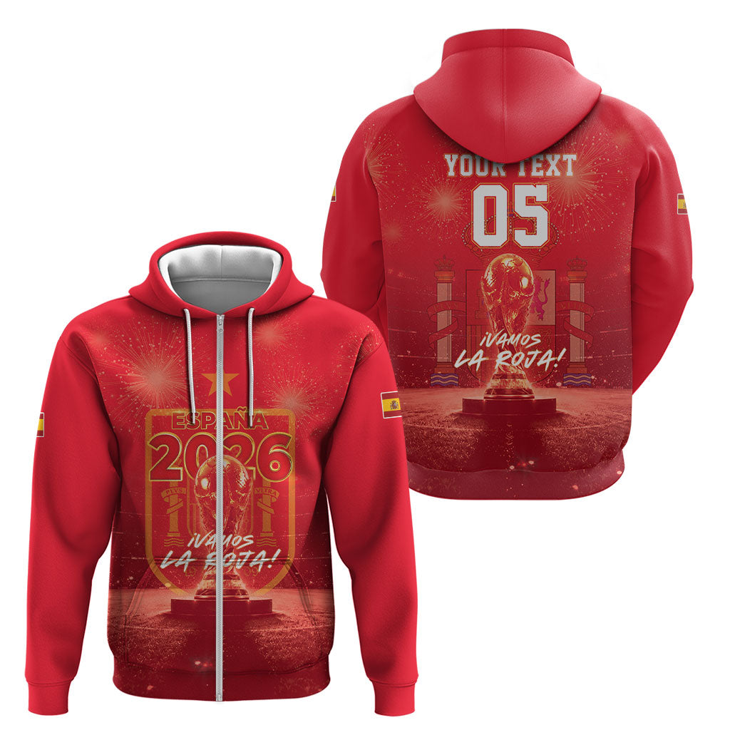 Custom World Football 2026 Spain Zip Hoodie iVamos La Roja