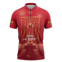 Custom World Football 2026 Spain Zipper Polo Shirt iVamos La Roja