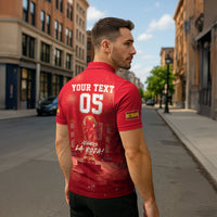 Custom World Football 2026 Spain Zipper Polo Shirt iVamos La Roja