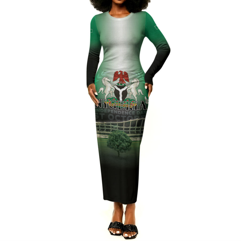 Nigeria Independence Day Long Sleeve Bodycon Dress Proud To Be Nigerian