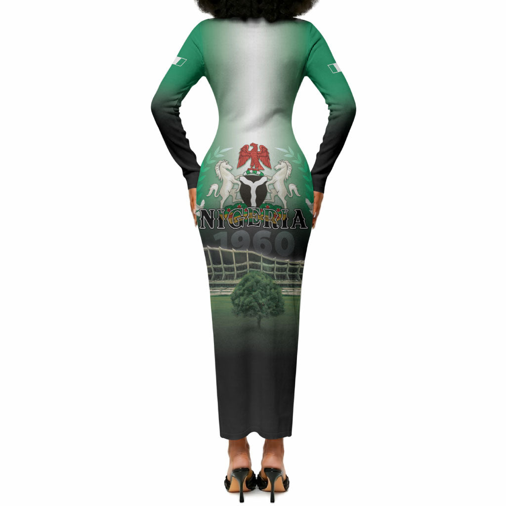 Nigeria Independence Day Long Sleeve Bodycon Dress Proud To Be Nigerian