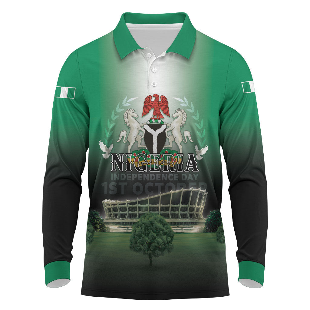 Nigeria Independence Day Long Sleeve Polo Shirt Proud To Be Nigerian