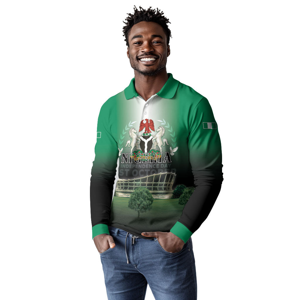 Nigeria Independence Day Long Sleeve Polo Shirt Proud To Be Nigerian