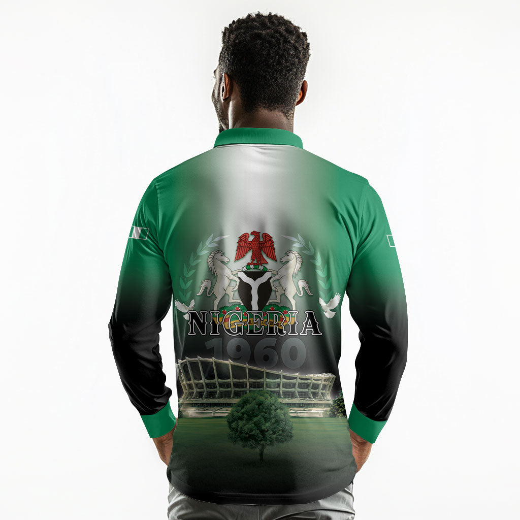 Nigeria Independence Day Long Sleeve Polo Shirt Proud To Be Nigerian