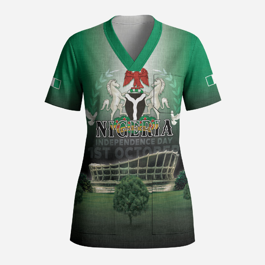 Nigeria Independence Day Scrub Top Proud To Be Nigerian