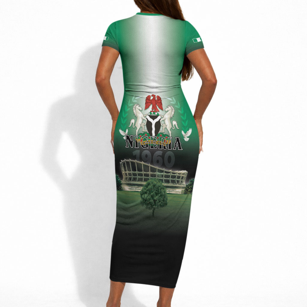 Nigeria Independence Day Short Sleeve Bodycon Dress Proud To Be Nigerian