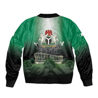 Nigeria Independence Day Sleeve Zip Bomber Jacket Proud To Be Nigerian